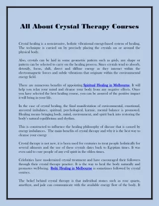 All About Crystal Therapy Courses