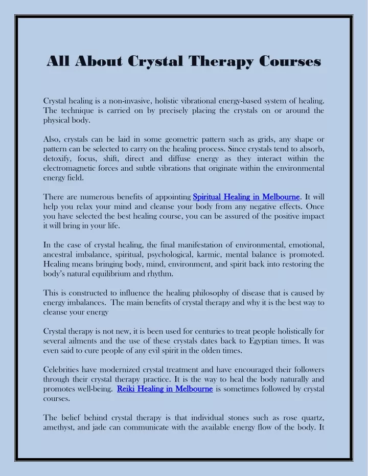 all about crystal therapy courses