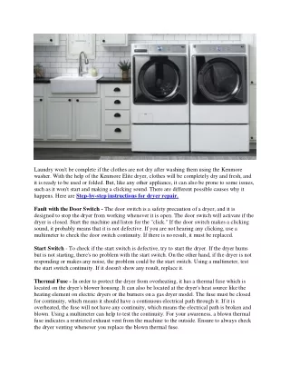 What causes Kenmore elite dryer won’t start just click