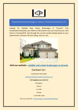 Reliable Real Estate Brokerages in Toronto | Combinationrealestate.com