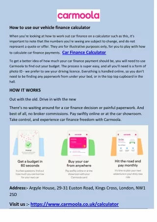 how to use our vehicle finance calculator