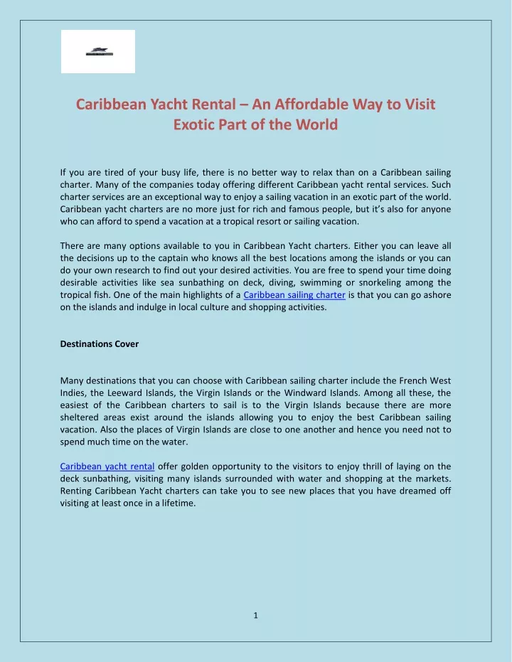 caribbean yacht rental an affordable way to visit