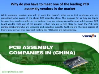 Why do you have to meet one of the leading PCB assembly vendors in the market?