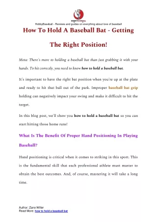 How to hold a baseball bat