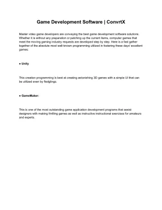 Game Development Software _ ConvrtX