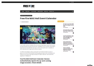 Free Fire MAX Holi Event Calendar