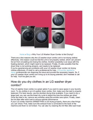 Why Your LG Washer Dryer Combo Is Not Drying