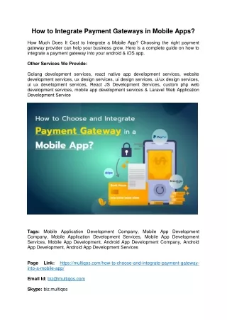 how to integrate payment gateways in mobile apps