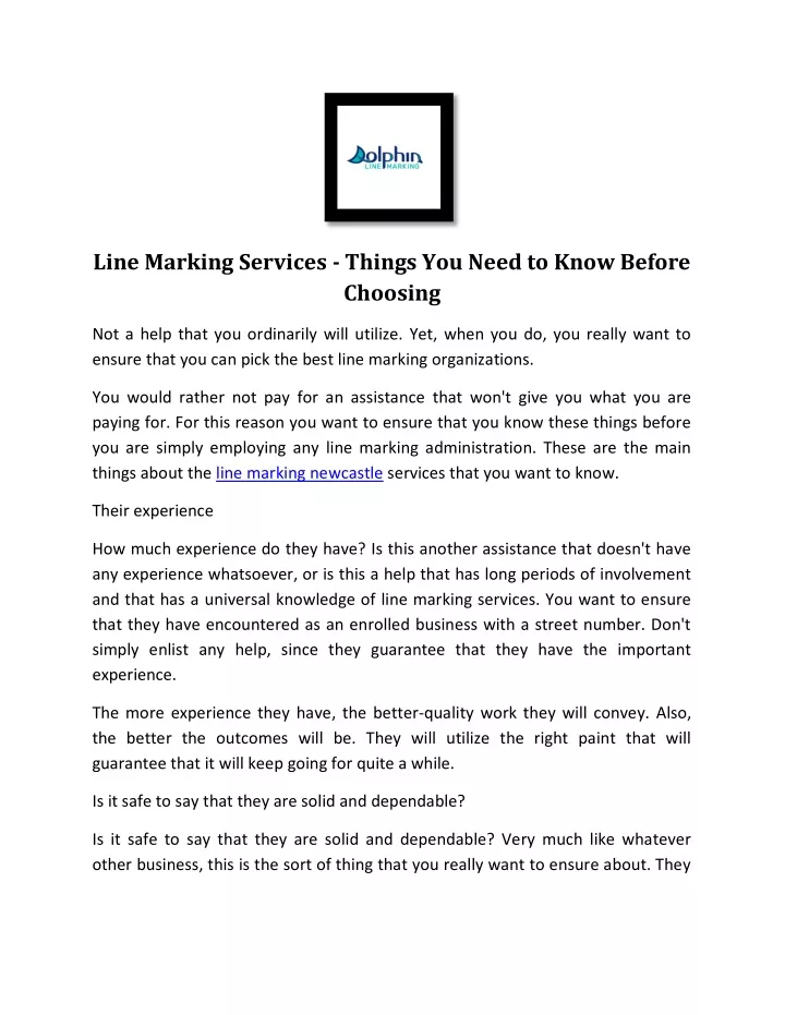 line marking services things you need to know