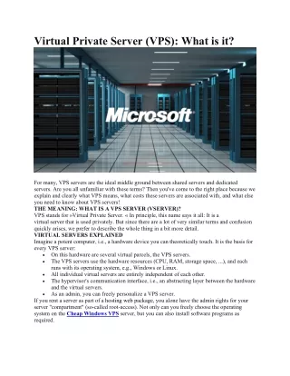 virtual private server vps what is it