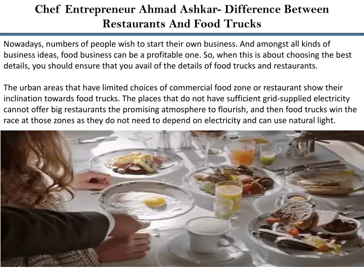 chef entrepreneur ahmad ashkar difference between