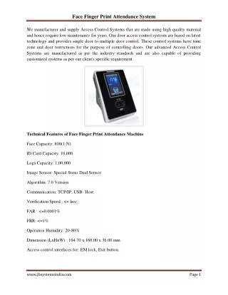 face finger print attendance system
