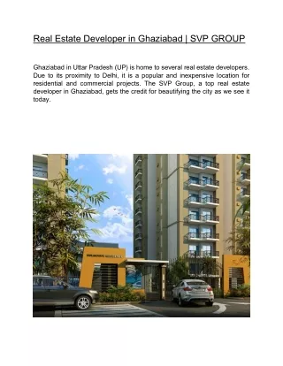 real estate developer in ghaziabad svp group
