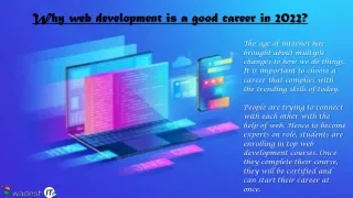 why web development is a good career in 2022