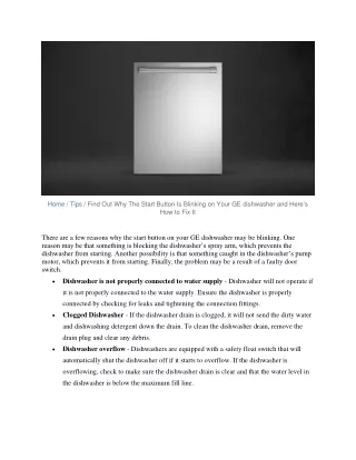 Find Out Why The Start Button Is Blinking on Your GE dishwasher and Here’s How to Fix It