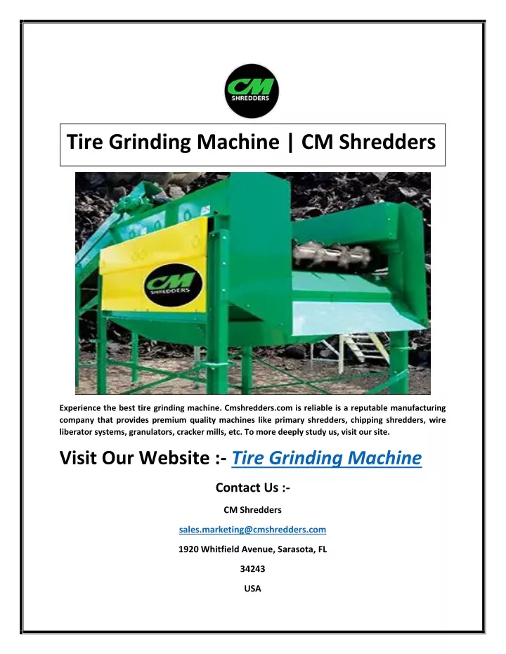 tire grinding machine cm shredders