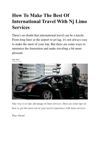 How To Make The Best Of International Travel With Nj Limo Services