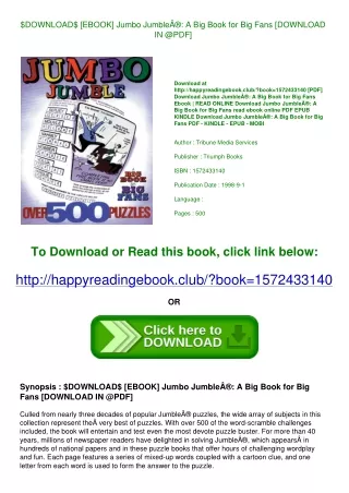 $DOWNLOAD$ [EBOOK] Jumbo JumbleÂ® A Big Book for Big Fans [DOWNLOAD IN @PDF]