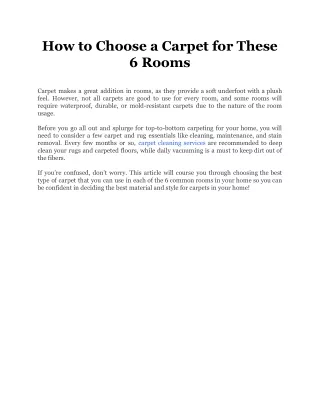 how to choose a carpet for these 6 rooms