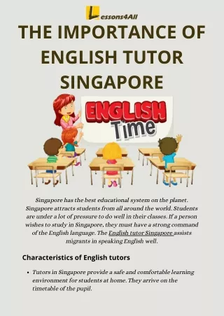 THE IMPORTANCE OF ENGLISH TUTOR SINGAPORE