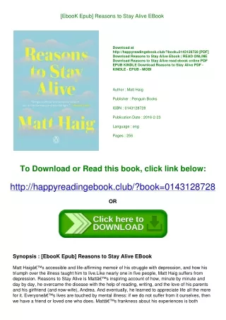 [EbooK Epub] Reasons to Stay Alive EBook