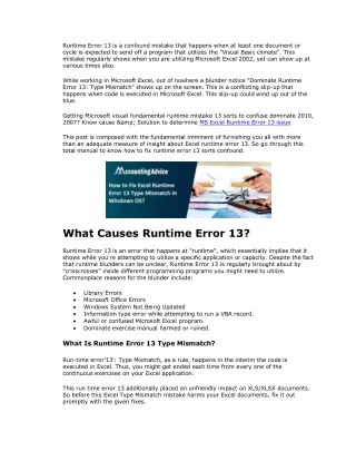 runtime error 13 is a confound mistake that