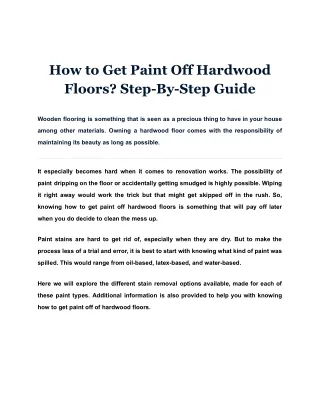 How to Get Paint Off Hardwood Floors? Step-By-Step Guide