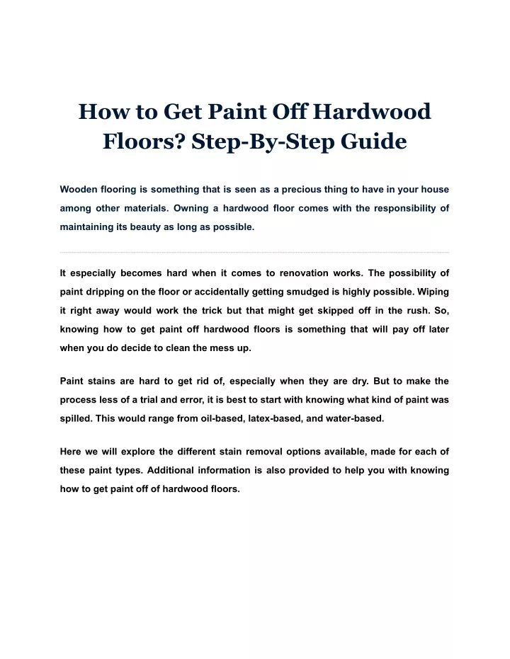 how to get paint off hardwood floors step by step