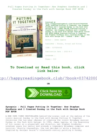 Full Pages Putting It Together How Stephen Sondheim and I Created Sunday in the