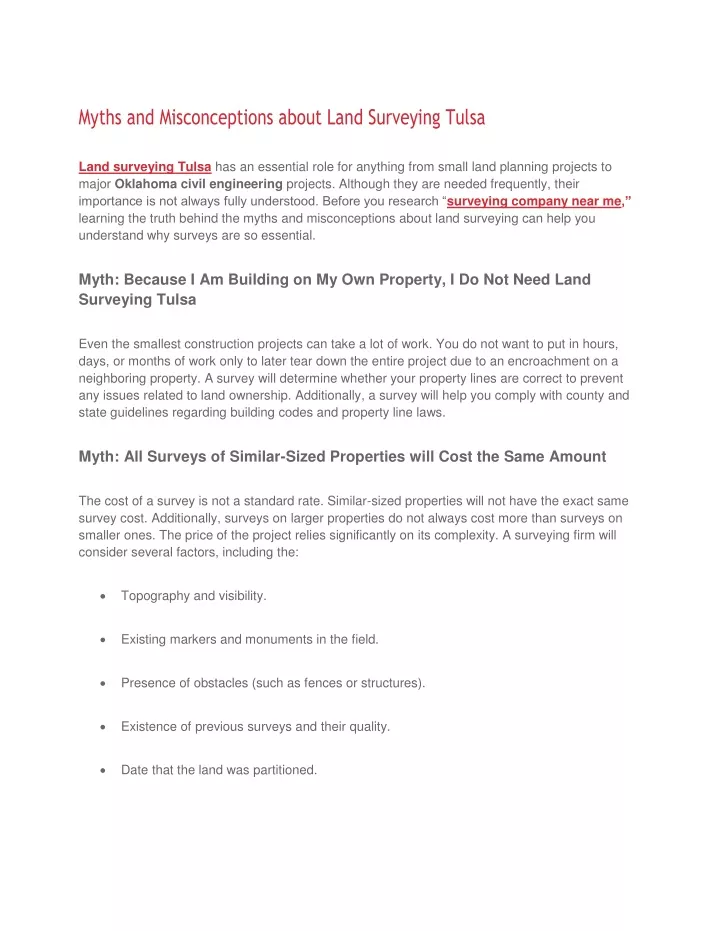 myths and misconceptions about land surveying