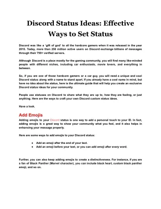 discord status ideas effective ways to set status