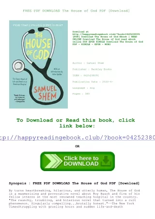 FREE PDF DOWNLOAD The House of God PDF [Download]