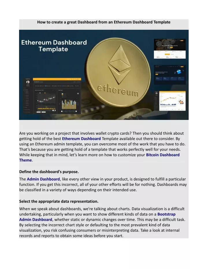 how to create a great dashboard from an ethereum
