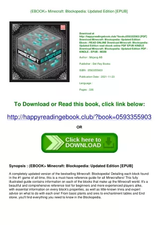 (EBOOK> Minecraft Blockopedia Updated Edition [EPUB]