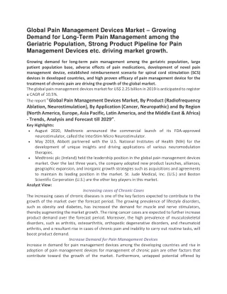 global pain management devices market growing