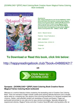 [DOWNLOAD^^][PDF] Adult Coloring Book Creative Haven Magical Fairies Coloring Bo