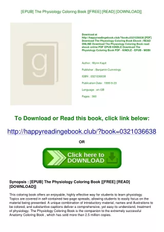 [EPUB] The Physiology Coloring Book [[FREE] [READ] [DOWNLOAD]]