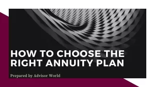 How to Choose the Right Annuity Plan