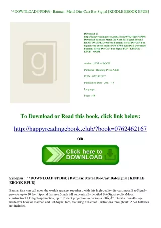 ^*DOWNLOAD@PDF#)} Batman Metal Die-Cast Bat-Signal [KINDLE EBOOK EPUB]