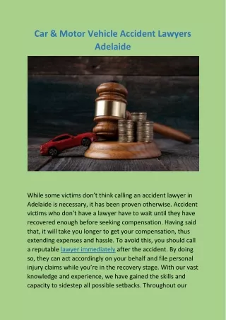 Car & Motor Vehicle Accident Lawyers Adelaide