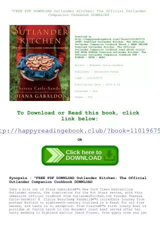 ^FREE PDF DOWNLOAD Outlander Kitchen The Official Outlander Companion Cookbook D