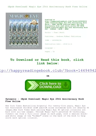 (Epub Download) Magic Eye 25th Anniversary Book Free Online