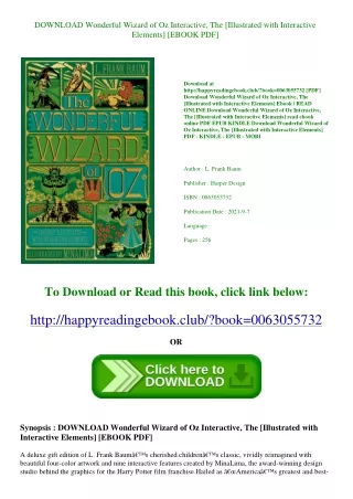 DOWNLOAD Wonderful Wizard of Oz Interactive  The [Illustrated with Interactive E