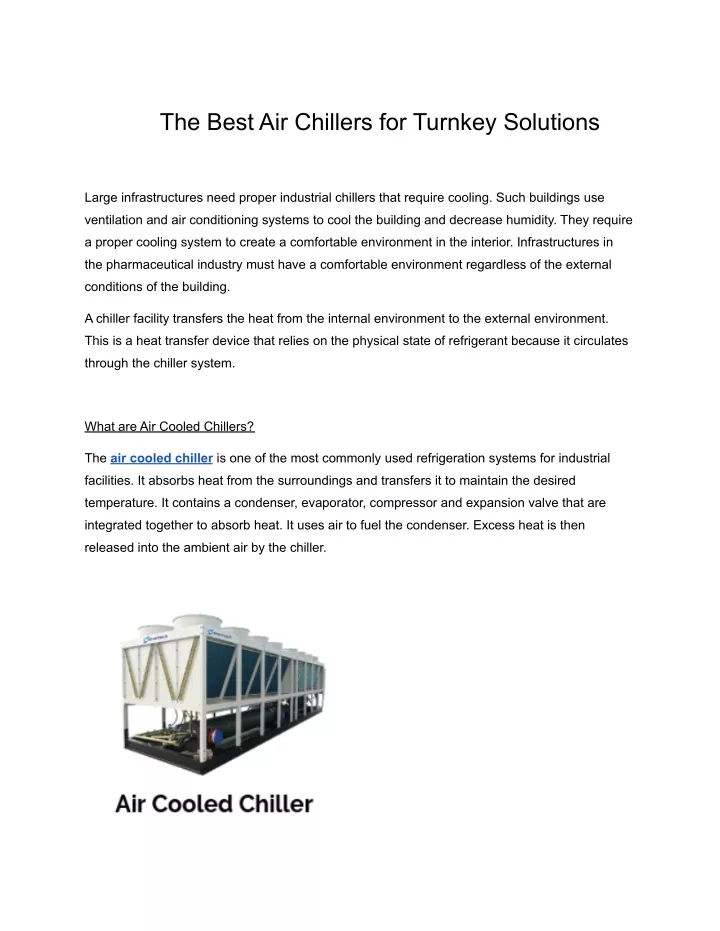 the best air chillers for turnkey solutions