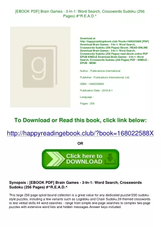 [EBOOK PDF] Brain Games - 3-In-1 Word Search  Crosswords  Sudoku (256 Pages) #^R