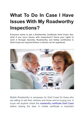 What To Do In Case I Have Issues With My Roadworthy Inspections