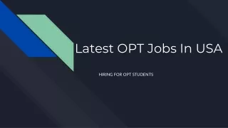 Latest OPT Jobs In USA