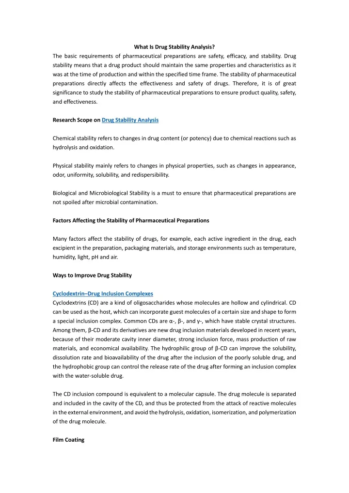 what is drug stability analysis