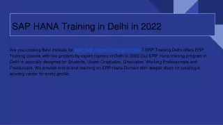 sap hana training in delhi in 2022
