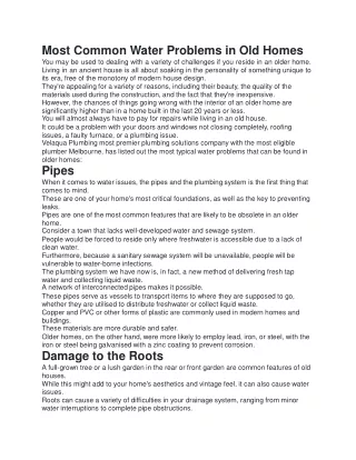 Most Common Water Problems in Old Homes